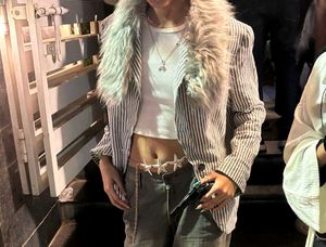 A White With Grey Stripes Blazer