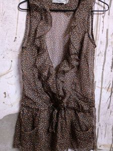 Sheer Floral Ruffle Tunic