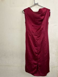 Elegant Burgundy Drape Dress