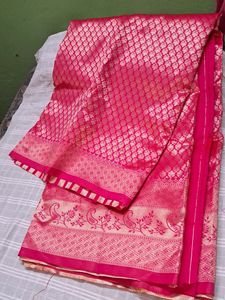 Banarasi Silk Pink Jacquard Saree With Blouse