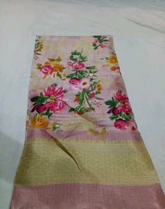 Beautiful floral print peach and pink shade saree