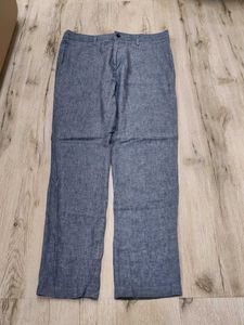 Ma6083 Blue Linen Blend Pants waist 32