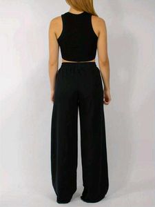 Wide Leg Black Casual Pants