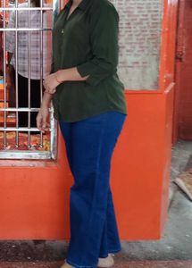 Olive Green Collared Button-Down Shirt