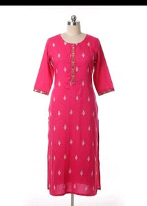 pink embroidery straight kurta