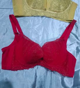 Two Bras: Yellow Lace &amp; Red Sparkle