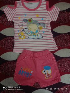 0-3 Months Baby Girl Tshirt And Short Pant