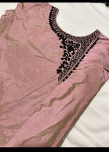 Elegant Pink &amp; Black Kurta Set