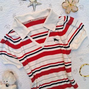 y2k polo fitted Striped top