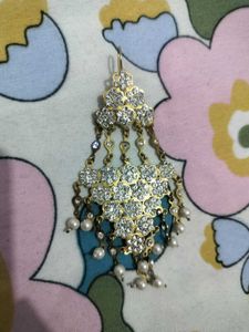 Stunning White Stone side maang teeka