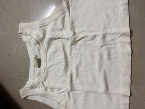 Cream Ribbed Cropped Tank Top
