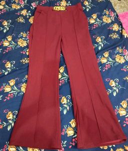 Maroon Pants with Gold Chain Detail