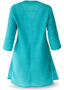 Max Women Cyan Cotton A-line Kurti | 3/4 Sleeve |