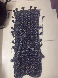 Blue Paisley Print Kurta with Tassels