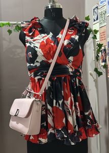 Floral Print V-Neck Mini Dress