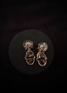 Gold Tone Bow Egg Dangle Earrings