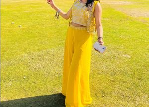 💛Yellow Embellished Palazzo Suit