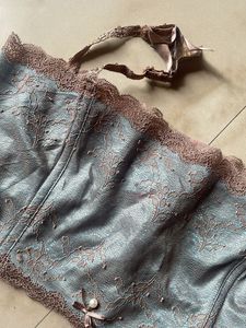Lace Trimmed Light Blue Bra