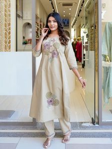 Elegant Beige Embroidered Co-ord Set