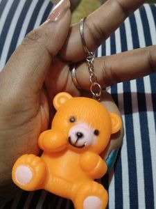Cute Orange Teddy Bear Keychain