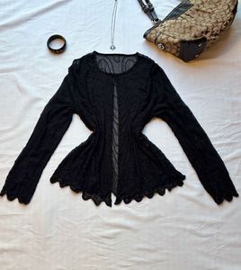 Elegant Beaded Black Blouse