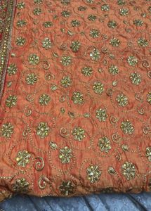 Embroidered Orange Silk Saree