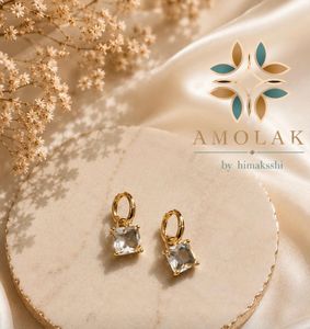 Elegant Square Cut Gemstone Hoop Earrings