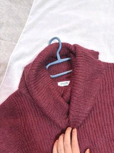 🎉Buy1 Get1 Free🎉Burgundy Turtleneck Sweater E