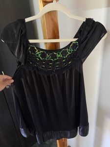 Chic Black Embellished Top