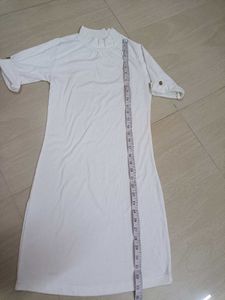 White Turtleneck T-Shirt Dress