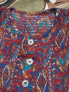 Bohemian Print Smocked Maxi Dress