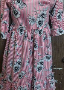Chic Striped Floral Print Dress