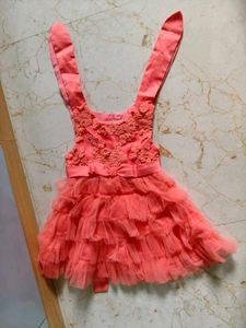 Adorable Coral Ruffle Dress