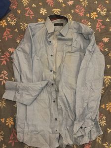 Men's Blue Patterned Dress Shirt