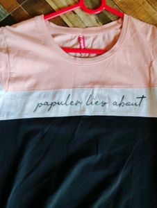 Color Block T-Shirt with Slogan