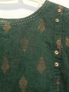 Green Kurta with Golden Print
