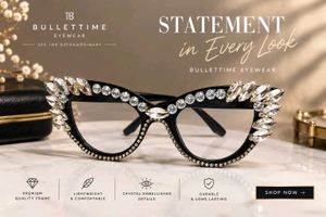 Glamorous Rhinestone Cat-Eye Glasses