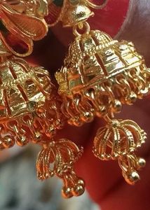 Exquisite Gold Jhumka Earrings