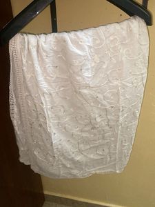 Elegant White Embroidered Dupatta