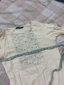 Beige Sequined Kurta