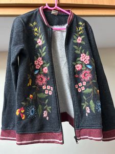 Zara Embroidered Floral Bomber Jacket
