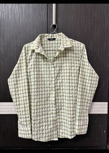 Green Checkered Button-Up Shirt