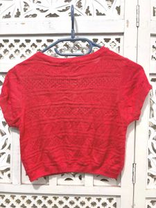 ✈️Hush Puppies Red Crop Knit Top H