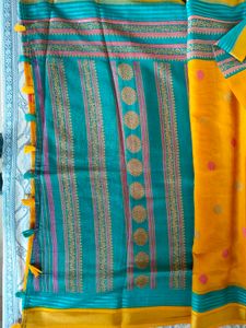 Beautiful Teal &amp; Yellow Saree