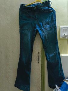 Flared Blue Denim Jeans