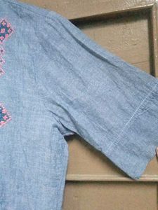 Cute Embroidered Blue Top