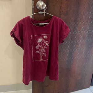 Maroon Graphic Print T-Shirt