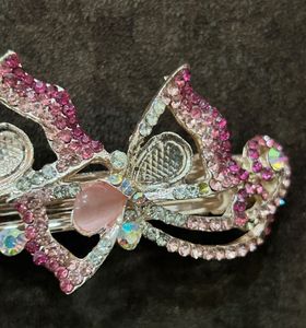 Pink Vintage Butterfly Rhinestone Metal Hair Clip