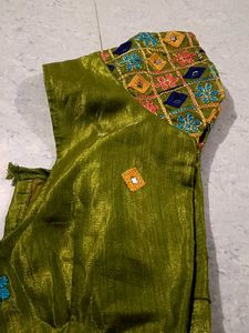 Olive Green Embroidered Blouse