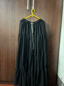 Flowy Black Tiered Maxi Skirt